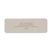Beige Taupe  | Simple Wedding Return Address Label ラベル (正面)