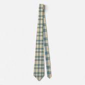 Beige & Teal Plaid Pattern Necktie Tie ネクタイ (正面)