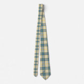 Beige & Teal Plaid Pattern Necktie Tie ネクタイ (裏面)