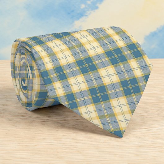 Beige & Teal Plaid Pattern Necktie Tie ネクタイ