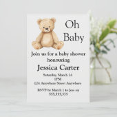 Beige Teddy Bear Gender Neutral Baby Shower Invita 招待状 (スタンド正面)