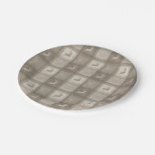 Beige Texture Plaid With Reindeer Christmas ペーパープレート (アングル)