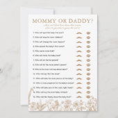 Beige Toile Baby Shower Mommy or Daddy Game Card 招待状 (正面)