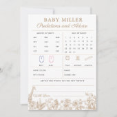 Beige Toile Baby Shower Predictions Advice Card 招待状 (正面)