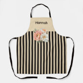 Beige Top with Brown Stripes Floral エプロン (正面)