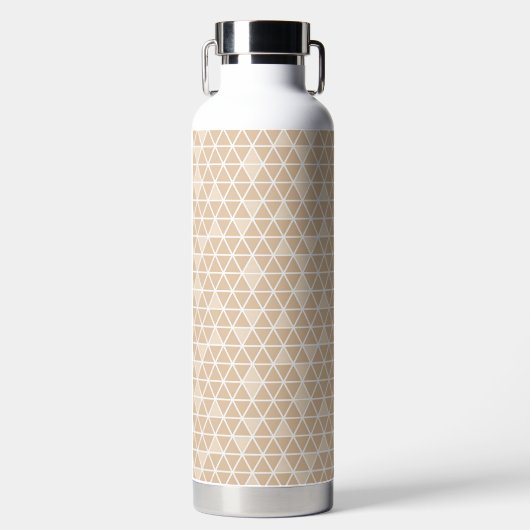 Beige Triangles Pattern Water Bottle ウォーターボトル (正面)