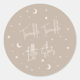 Beige Twinkle Twinkle Little Star Baby Shower ラウンドシール