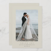 Beige Ultraミニマル独身の写真結婚の サンキューカード (正面/裏面)