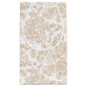 Beige Vintage Rose Flower Pattern スモールペーパーバッグ (裏面)