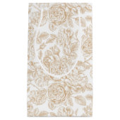 Beige Vintage Rose Flower Pattern スモールペーパーバッグ (正面)