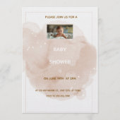 Beige Watercolor Baby shower Invitation 招待状 (正面)