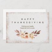 Beige Watercolor Botanical Thanksgiving シーズンカード (正面/裏面)