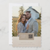 Beige Watercolor Pastel Floral Cross-Shape Wedding 招待状 (裏面)