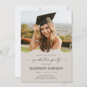 Beige Wave Graduation Party Invite Announcement 招待状 (正面)