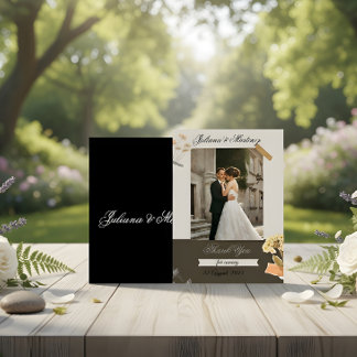Beige Wedding Invitation with Bride & Groom Photo 招待状