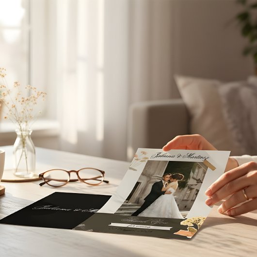 Beige Wedding Invitation with Bride & Groom Photo 招待状
