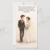 Beige Whimsical Watercolor Romantic Couple Wedding サンキューカード (裏面)