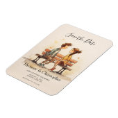 Beige Whimsical Watercolor Romantic Couple Wedding マグネット (左側)