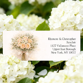 Beige Whimsical Watercolor Romantic Couple Wedding ラベル