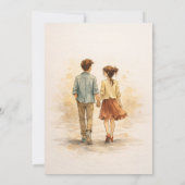 Beige Whimsical Watercolor Romantic Couple Wedding 招待状 (裏面)
