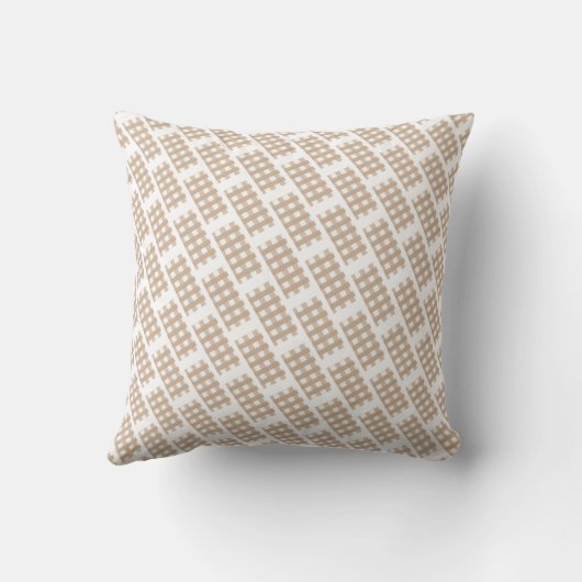 Beige & White Checkered Plaid Throw Pillow  クッション (裏面)