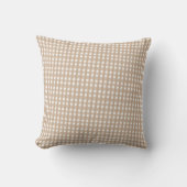 Beige & White Checkered Plaid Throw Pillow  クッション (正面)