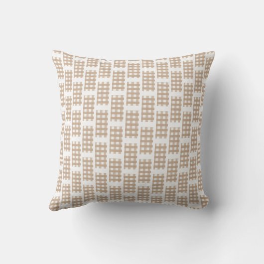 Beige & White Checkered Plaid Throw Pillow  クッション (裏面)