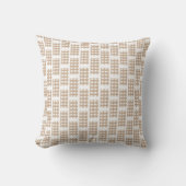 Beige & White Checkered Plaid Throw Pillow  クッション (正面)