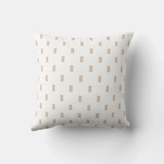 Beige & White Checkered Plaid Throw Pillow Square クッション (裏面)