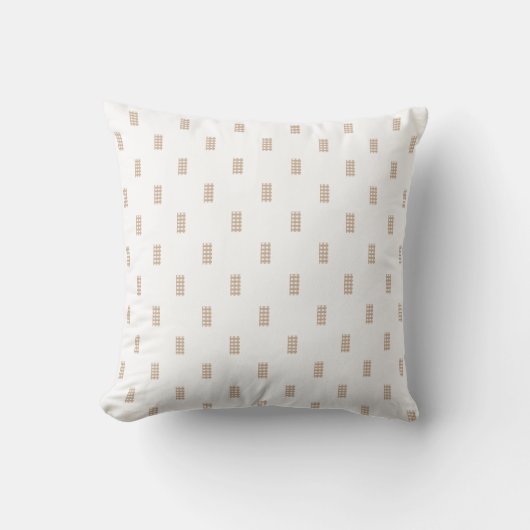 Beige & White Checkered Plaid Throw Pillow Square クッション (正面)