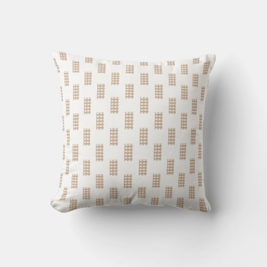 Beige & White Checkered Plaid Throw Pillow Square クッション (正面)