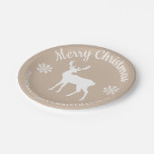 Beige White Deer And Snowflakes Christmas Party ペーパープレート (アングル)