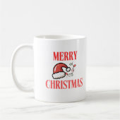 Beige & White Festive Merry Christmas Classic Mug  コーヒーマグカップ (左)
