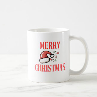 Beige & White Festive Merry Christmas Classic Mug  コーヒーマグカップ
