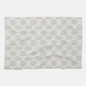 Beige & White Sparkling Quatrefoil Pattern キッチンタオル (横)