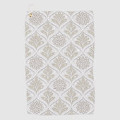 Beige & White Sparkling Quatrefoil Pattern ゴルフタオル (正面)