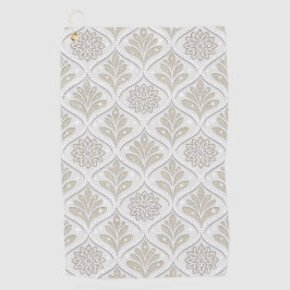 Beige & White Sparkling Quatrefoil Pattern ゴルフタオル
