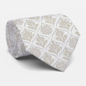 Beige & White Sparkling Quatrefoil Pattern ネクタイ (ロール)