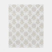 Beige & White Sparkling Quatrefoil Pattern フリースブランケット (正面)
