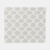 Beige & White Sparkling Quatrefoil Pattern フリースブランケット (正面(横))