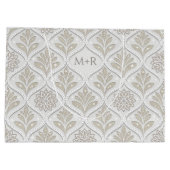 Beige & White Sparkling Quatrefoil Pattern ラージペーパーバッグ (裏面)
