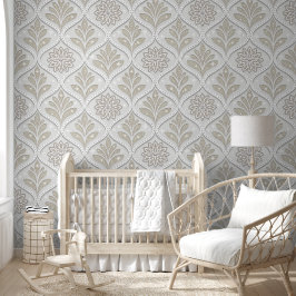 Beige & White Sparkling Quatrefoil Pattern 壁紙