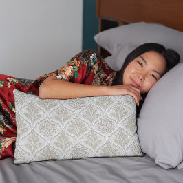 Beige & White Sparkling Quatrefoil Pattern 枕カバー