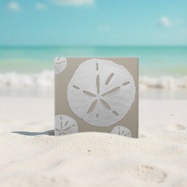 Beige & White Tropical Beach Sand Dollar タイル