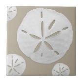 Beige & White Tropical Beach Sand Dollar タイル (正面)