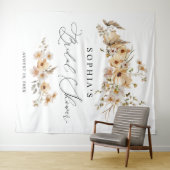 Beige Wild Flowers Bridal Shower タペストリー (インサイチュ(横))