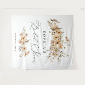 Beige Wild Flowers Bridal Shower タペストリー (正面(横))