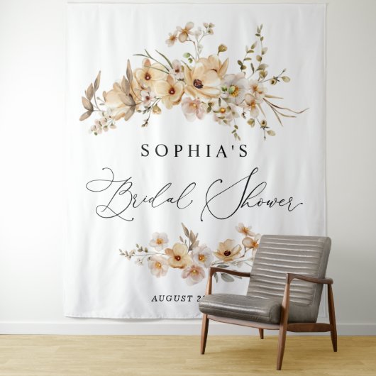 Beige Wild Flowers Bridal Shower タペストリー (インサイチュ)