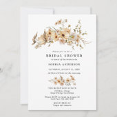 Beige Wild Flowers Bridal Shower 招待状 (正面)
