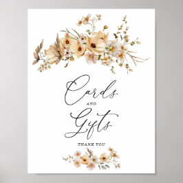 Beige Wild Flowers Cards & Gifts Sign ポスター